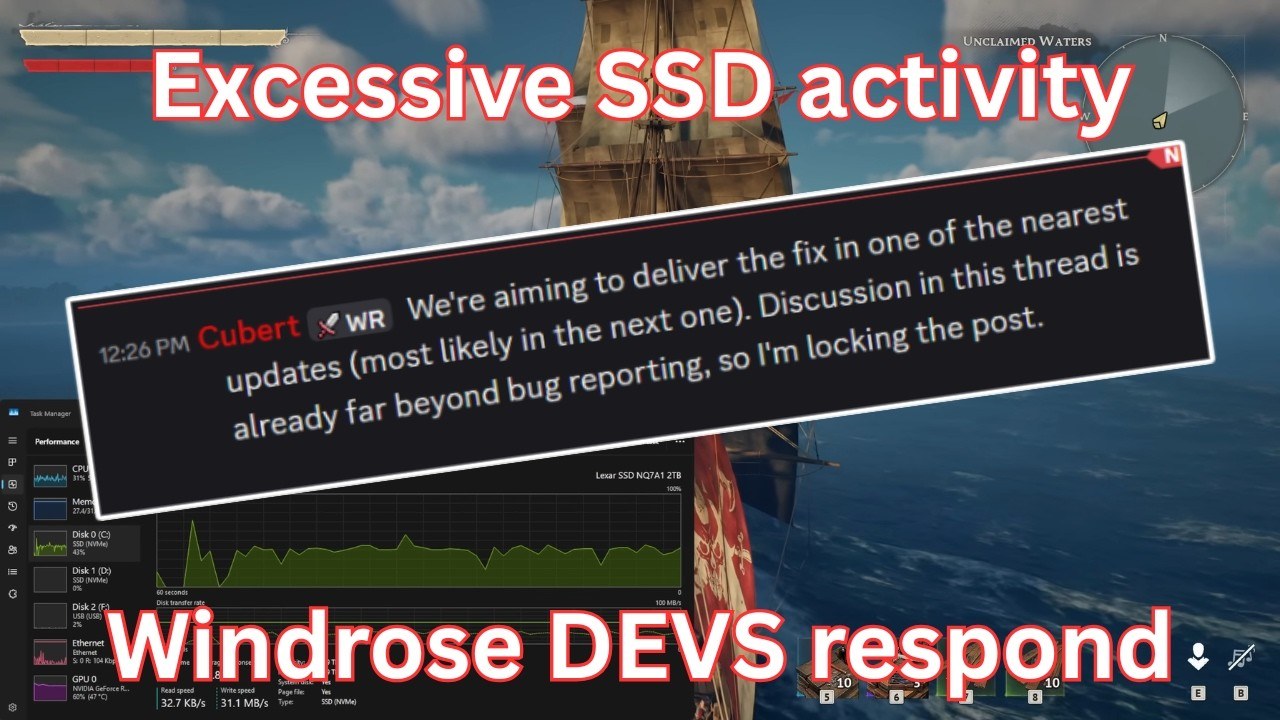 Windrose excessive read/write issue for SSDs (CONFIRMED: Fix incoming in next patch) - YouTube