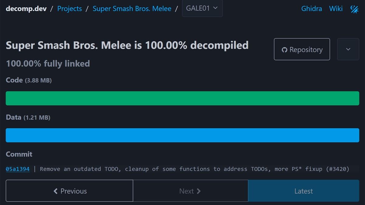 Super Smash Bros Melee decomp