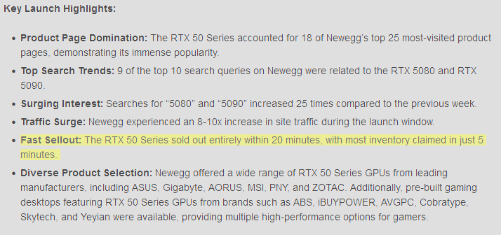 Newegg RTX 5090 Supply